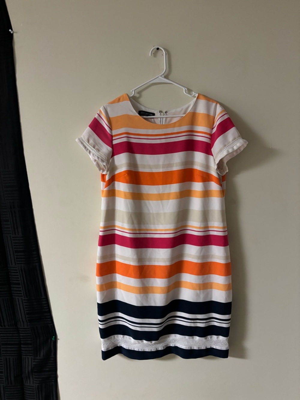 Jones New York Striped Shift Dress Size 14 Bright Summer Career Chic | 20” PTP